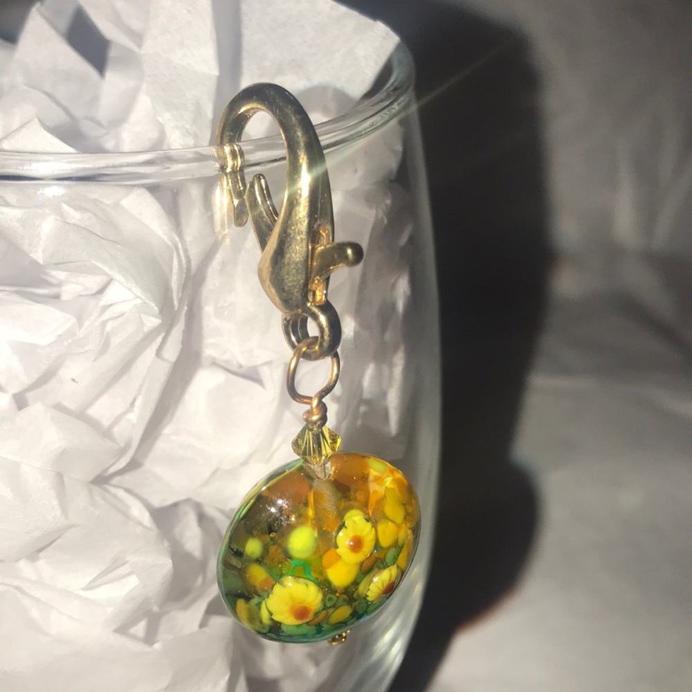 Sunflower Handmade Glass Keychain Purse Dangle